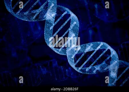 DNA helix on blue background Stock Photo