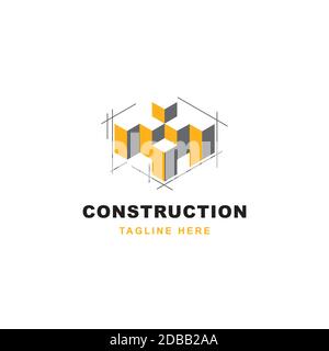 Construction logo design symbol vector template.Architect illustration icon Stock Vector