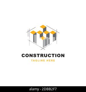 Construction logo design symbol vector template.Architect illustration icon Stock Vector