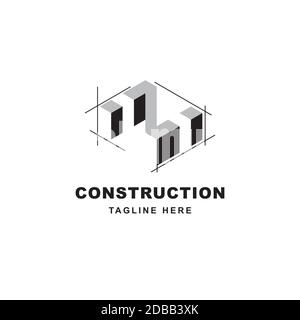 Construction logo design with letter Z shape icon. Initial letter Z on building symbol Stock Vector