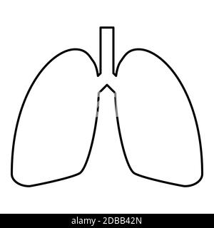 Lungs human icon outline black color vector illustration flat style simple image Stock Photo