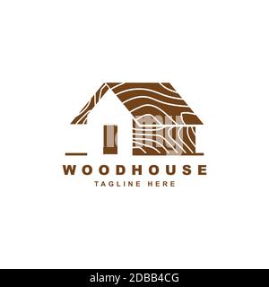 Wood house logo design vector template. Stock Vector