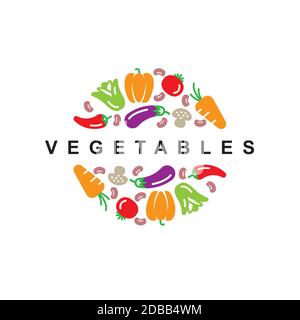 Vegetables logo design symbol vector template.Healthy organic food icon illustration Stock Vector