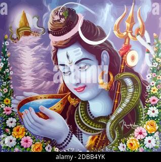 hinduism lord shiva spiritual illustration holy Stock Photo