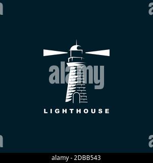 Lighthouse logo design vector template.Beacon symbol illustration Stock Vector