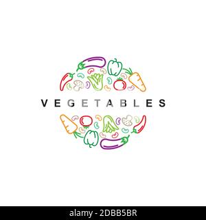 Vegetables logo design symbol vector template.Healthy organic food icon illustration Stock Vector