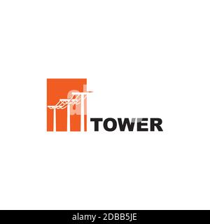Electric tower symbol logo design vector template. Stock Vector