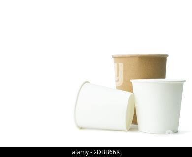 Paper cup with copy space on isolated white background Stock Photo