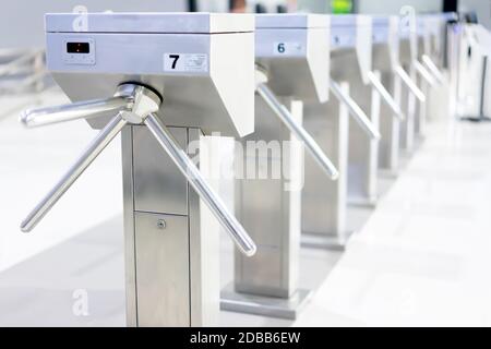 Turnstile gate for way exit or entrance Stock Photo