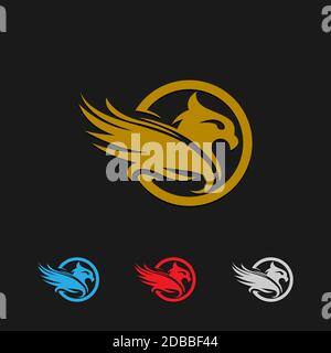 Golden Eagle with Black Background, Vector, Illustration Stock Vector