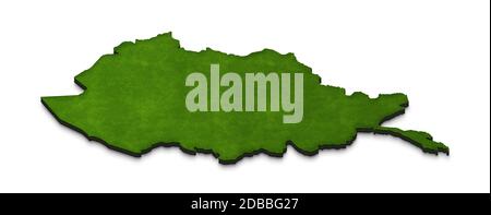 Illustration of a green ground map of Afghanistan on isolated background. Left 3D isometric perspective projection. Stock Photo