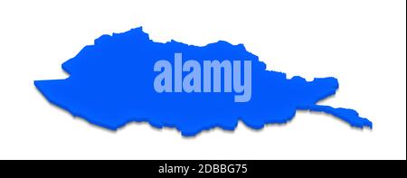 Illustration of a blue ground map of Afghanistan on isolated background. Left 3D isometric perspective projection. Stock Photo