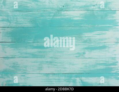 Turquoise bright colored vintage wood boards. Grunge wooden background. Green blue sea color Stock Photo