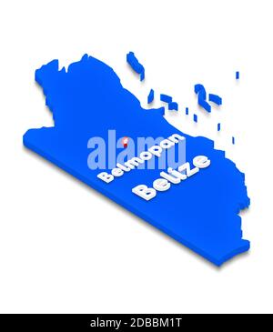 Illustration of a blue ground map of Belize on white isolated ...
