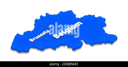 Illustration of a blue ground map of Belgium white isolated background ...