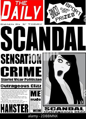 A typical daily fictitious newspaper with the red top, banner, typically in the UK Stock Photo