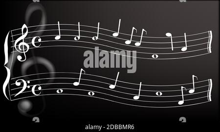 Treble Clef Notes Random Random Musical Notes with Treble Clef on Grunge Textured Background ...
