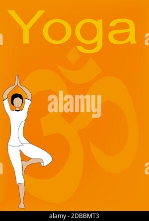 A text ready poster for a yoga event or venue eith the traditional 'om, sign in the background. Stock Photo