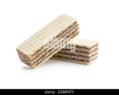 Sweet wafer biscuits isolated on white background. Stock Photo