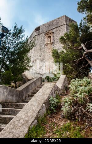 Medieval Fort Lovrijenac located on the western wall of Dubrovnik city Stock Photo