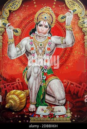 hanuman white god monkey indian holy illustration Stock Photo