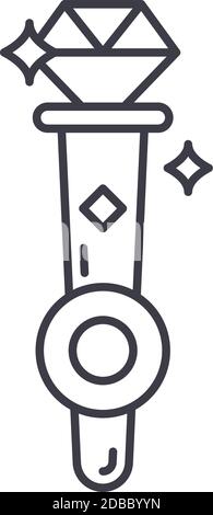 Royal wand icon, linear isolated illustration, thin line vector, web design sign, outline concept symbol with editable stroke on white background. Stock Vector