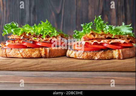 BLT sandwiches with bacon, lettuce and tomatoes Stock Photo