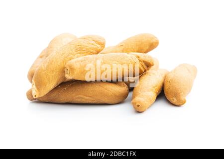 Mini bread sticks isolated on white background. Stock Photo