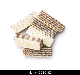 Sweet wafer biscuits isolated on white background. Stock Photo