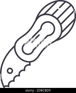 Kitchen avocado slicer icon, linear isolated illustration, thin line vector, web design sign, outline concept symbol with editable stroke on white Stock Vector