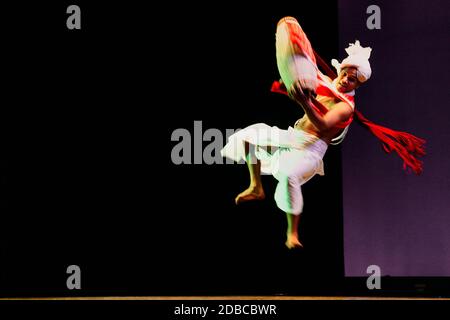 Stage dancer dancing with drams in bangladesh Stock Photo