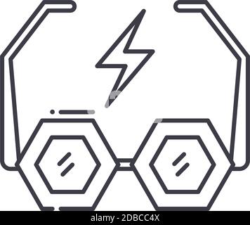 Rock glasses icon, linear isolated illustration, thin line vector, web design sign, outline concept symbol with editable stroke on white background. Stock Vector