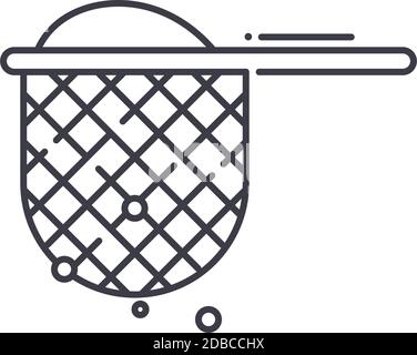 Kitchen colander icon, linear isolated illustration, thin line vector, web design sign, outline concept symbol with editable stroke on white Stock Vector