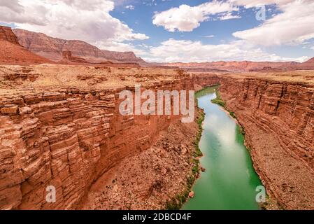 Grand Canyon, Colorado river aerial view from historical Navajo Bridge Stock Photo