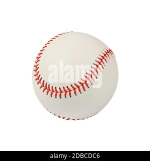 Close up one new baseball ball with red stitch isolated on white background Stock Photo
