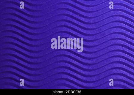 Blue Paper Horizontal Waves Texture. Embossed Waves on Detailed Paper Background. Corrugated Wavy Cardboard Backdrop. Stock Photo