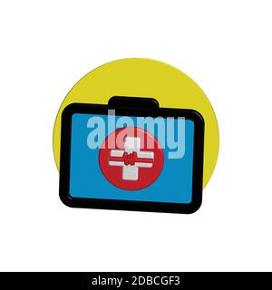 3D First aid kit Icon. Design template vector Stock Vector
