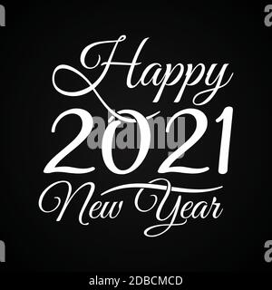 Happy New Year 2021 colorful text isolated on black background. Happy New Year element design template. Vector illustration EPS.8 EPS.10 Stock Vector