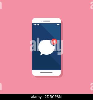 Message notification on smartphone. Vector illustration Stock Vector