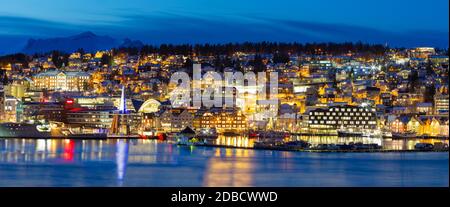Panoramic view on Tromso By Polar Night, Winter Time, Christmas in Tromso, Norway