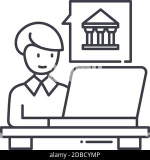 Public relations officer icon, linear isolated illustration, thin line vector, web design sign, outline concept symbol with editable stroke on white Stock Vector