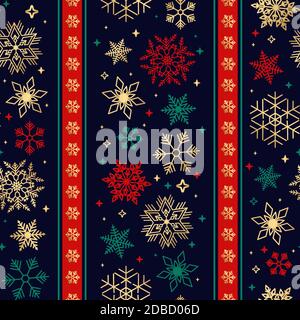 Seamless ribbon with Christmas snowflake pattern Stock Vector