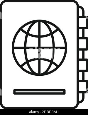 International passport icon, outline style Stock Vector