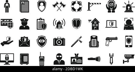 Personal guard icons set, simple style Stock Vector