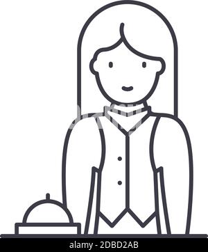 Receptionist icon, linear isolated illustration, thin line vector, web design sign, outline concept symbol with editable stroke on white background. Stock Vector