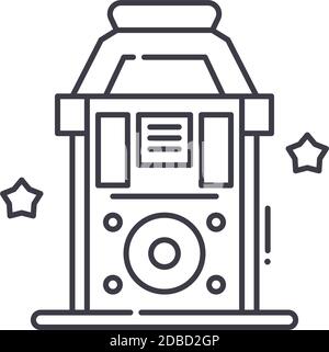 Jukebox icon, linear isolated illustration, thin line vector, web design sign, outline concept symbol with editable stroke on white background. Stock Vector