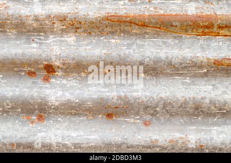 Full frame shot of galvanized sheet. Starting to rust. Stock Photo