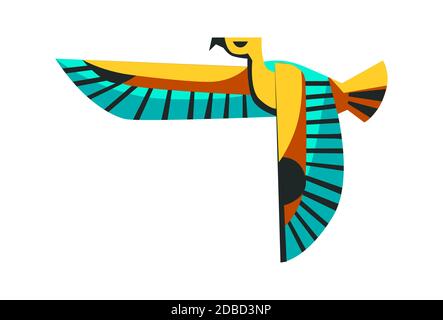 Sacred animal of ancient Egypt, flying falcon, the embodiment of the sun god Ra Horus, cartoon vector illustration Stock Vector