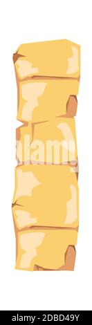 Ancient Egypt papyrus or stone pillar cartoon vector illustration. Ancient paper with hieroglyphs for storing information, Egyptian culture religious symbols, isolated on white Stock Vector