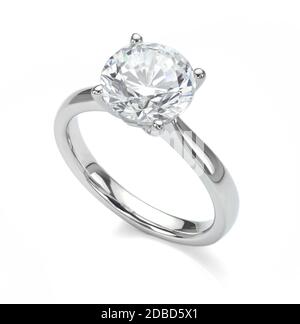 Diamond Ring on White Background Stock Photo